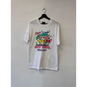 Vintage Bud Light Spuds MacKenzie Shirt Medium White Party Animal Beer 80s